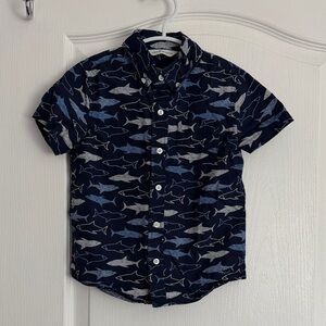 Janie and Jack Navy Short-Sleeve Shark Print Shirt